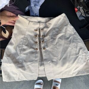 SHEIN Cream A-Line Skirt with Gold Buttons